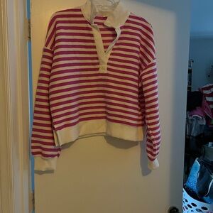Pink and White Striped Pullover